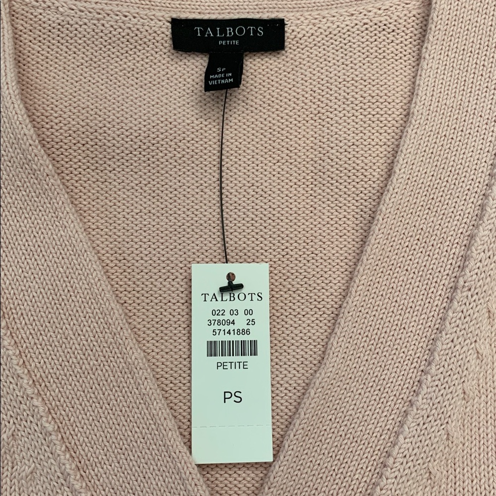 Talbots Light Pink Button-Up Sweater Vest - Picture 2 of 8